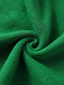 ROMWE MEN Street Life Suéter de punto casual y versátil con cuello redondo y estampado de sol y luna para uso diario de hombres - Verde Oscuro - Ver 4