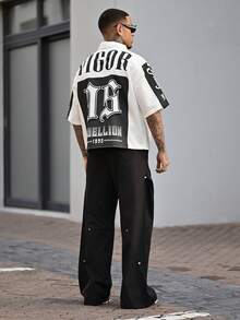 Devon Thys 街头风格嘻哈宽松短袖男士衬衫，街头服饰 - 彩色 - 查看 4