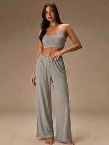 Athîral Leisure Comfortable Rayon Wide Leg Casual Cozy Lounge Pants , Melange Gray Holiday Season, Fall & Winter - Grey - View 3