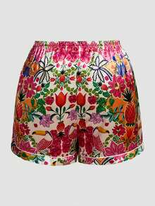 Chillnights Ensemble de pyjama pour femmes grande taille, col à revers, ouverture devant, imprimé oiseau, plante, floral et ananas, jeune, énergique et intéressant - Multicolore - Voir 6