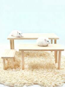 1-Piece Hamster 2-Tier Activity Platform, Natural Rattan & Wood Climbing Exploration Exercise Toy For Cage, Enrichment Center For Dwarf Rabbits Gerbils Must Have - Multicolor - View 10