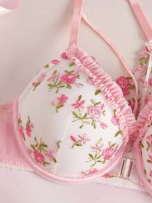 Elorette 1 chiếc áo ngực bralette khoét lỗ thêu hoa ngọt ngào - Hồng - Xem 10