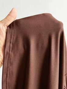 NU&NOW Plus Size Retro Sexy American V-Neck Ruffle Trim Waist Design T-Shirt Cocktail Chocolate Brown Summer - Black - View 7