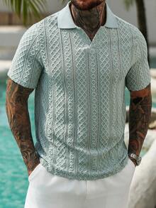 VENTUSAIL Men's Plus Size Summer POLO Shirt, Jacquard Fabric, Street Casual, Holiday - Green - View 3