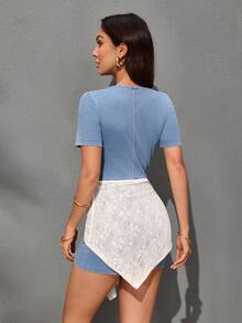 SHEIN Unity 女款緊身牛仔連身褲 - 藍色 - 查看 2