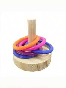 1pc Extra Large Colorful Parrot Training Toy Set Natural Wooden Chewing Ring Interactive Intelligent Cage Accessory For Small Medium Large Bird Must Have Pet Supply - Multicolor - View 4