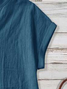 EMERY ROSE Casual Minimalist Blue Women's Shirt Suitable For Summer - Dusty Blue - View 7