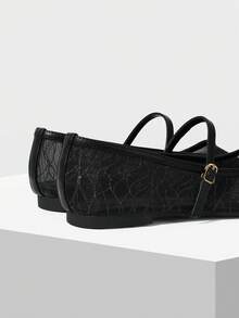 MOTF PREMIUM Sepatu flat minimalis nyaman untuk wanita, serbaguna untuk bepergian, cocok untuk Halloween dan Natal. - Hitam murni - View 7