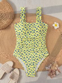 Swim Lushoire Springbreak 女款素色抓皺肩帶極簡主義一件式泳衣 節慶波希米亞風 - 彩色 - 查看 2