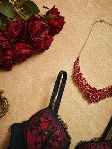 PinupPomp 1pc Sexy Lace Simple Gather & Lift Wireless Lingerie Bra For Small Bust Women - Multicolor - View 4