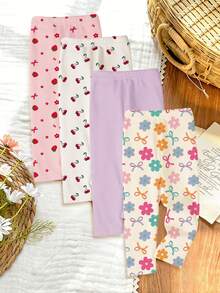 Souflis Souflis [Random 4pcs Sent]Spring/Summer Series, Dopamine Cream Spring/Summer Color Palette, Bohemian Style Floral, Daisy, Plant, Bow Pattern, - Multicolor - View 2