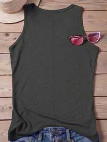 SHEIN LUNE Plus Size Printed Camisole Tank Top Casual - Dark Grey - View 2