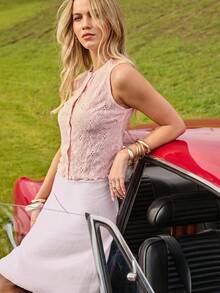 Aralina Summer/ Picot Trim On Waistband A Line Flowy Cute Basic Midi Skirt Perfect For Homecoming Picnic Graduation Lavender - Mauve Purple - View 8