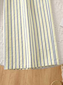 SHEIN 2pcs/Set Tween Girls Striped Tank Top And Loose Pants, Casual Daily Fashion Versatile Outfit - Yellow - View 7