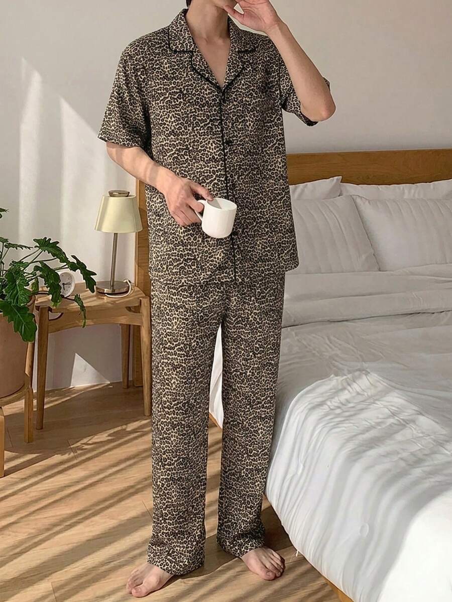 DAZY Set Piyama Kemeja dan Kaos Motif Bunga Pria, Musim Panas - MultiWarna - View 1