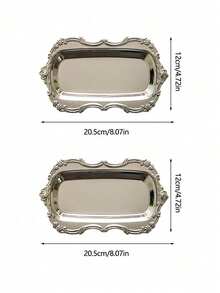 1/2PCS 304 Stainless Steel Floral Jewelry Tray High End Jewelry Holder Incense Tray For Entryway Living Room Bedroom Storage Tray Home Decor Organizer - Silver - View 13