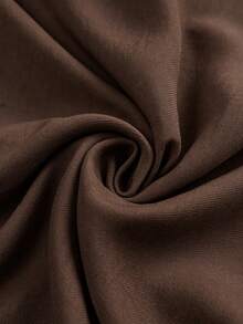 Weeklong Plus Size Women Bowknot Faux Linen Cap Sleeve Blouse - Mocha Brown - View 5