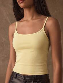 SHEIN BAE Áo hai dây camisole nữ mùa hè màu trơn phong cách tối giản - Nhiều màu - Xem 6