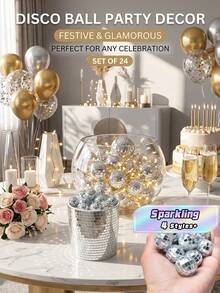 20-Pack Mini Disco Balls - 70s Retro Silver Reflective  Ornaments For Aesthetic Room Decor, Wedding, Party, Christmas Holiday Decoration Bedroom Decor Home Decor Wall Decor - Clear - View 1