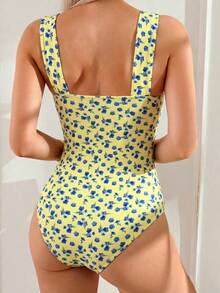 Swim Lushoire Springbreak 女款素色抓皺肩帶極簡主義一件式泳衣 節慶波希米亞風 - 彩色 - 查看 5