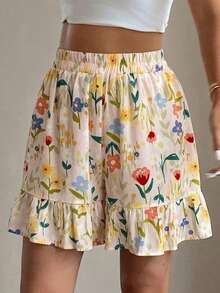 DAZY Women's Lightweight Loose Ditsy Floral Pajama Bottoms For Summer - Beige - View 3