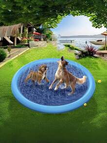Pvc Thickened Anti Slip Water Spray Mat Waterproof Foldable Wear Resistant Large Size Lawn Backyard Splash Pad Summer Outdoor Water Play Toy For Pets Durable Portable Leisure Gear - Blue - View 3