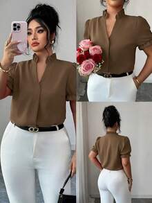 Women Blouses & Shirts - Camel - View 3