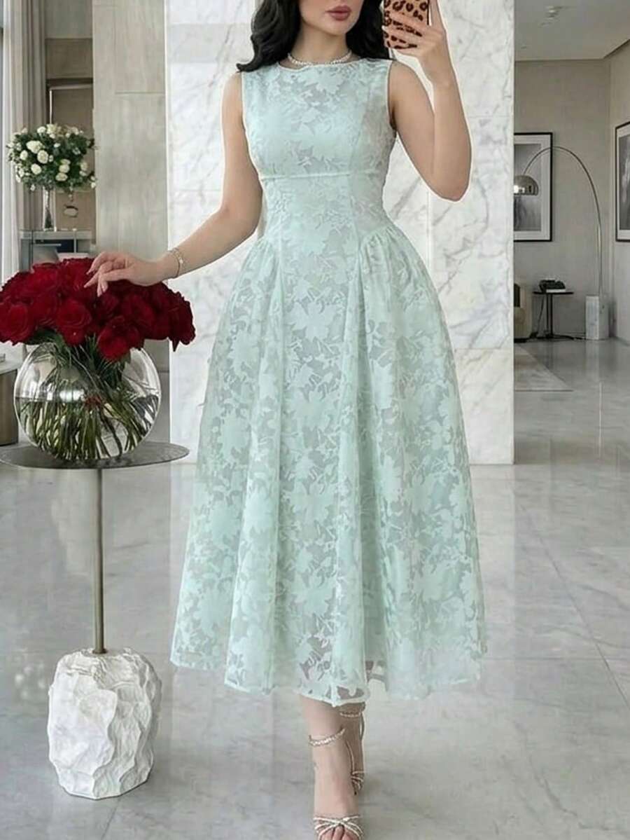 Modelyn New Arrival Summer Waist Ruched Elegant Romantic Vacation Party Dress - Pastel Green - View 1