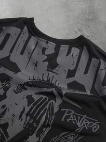 PAVTROS Men's Letter Print Crew Neck Casual Versatile Tank Top, Holiday - Black - View 4