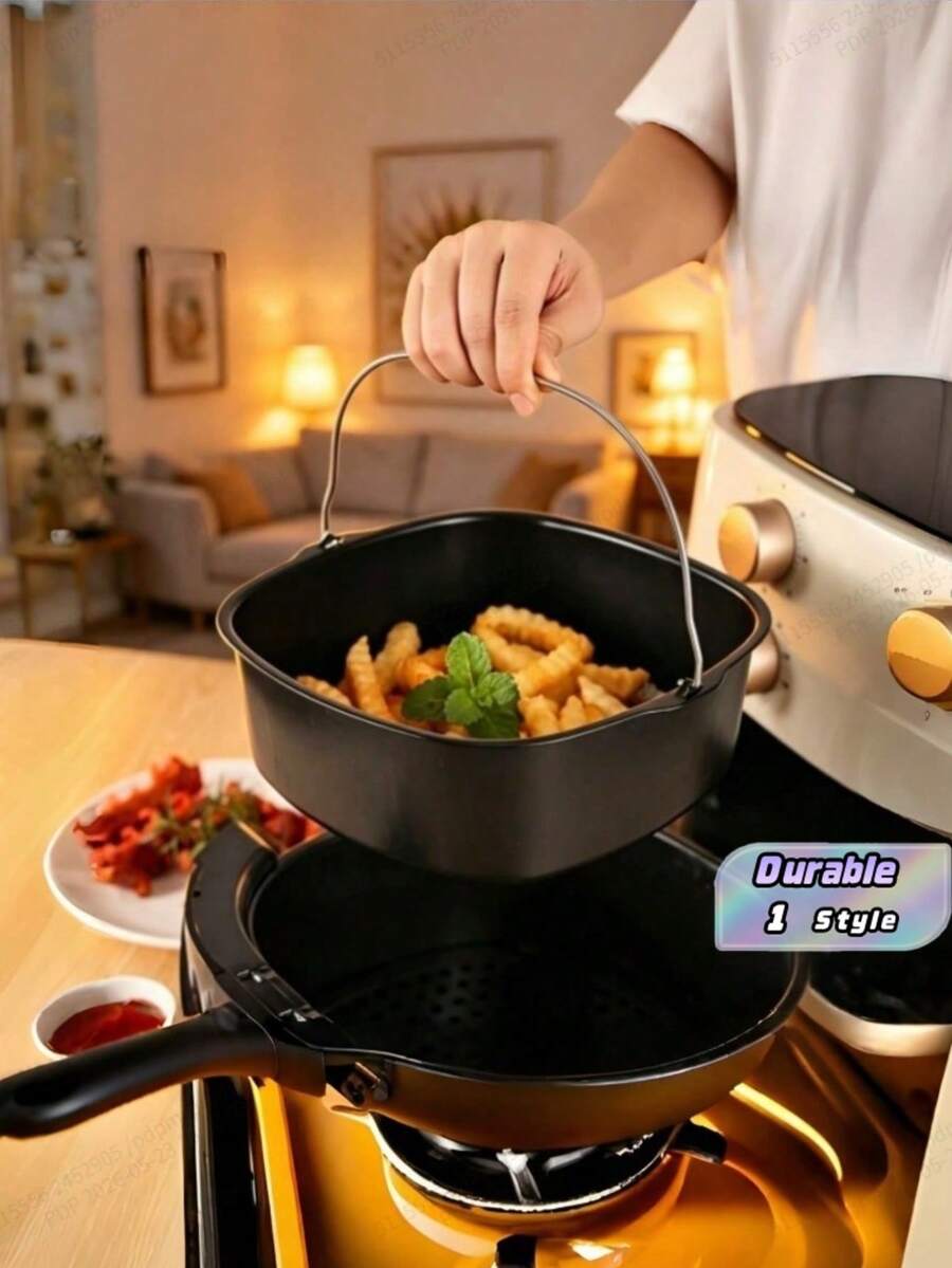1pc Non-Stick Air Fryer Baking Tray Basket, Suitable For Pizza, Cake And Various Foods, Dishwasher , Easy To Clean - A - View 1