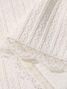 DAZY Lace Patchwork Tie-Up Sleeveless Fitted Tank Top, White, Summer Wear For Women - Beige - View 6