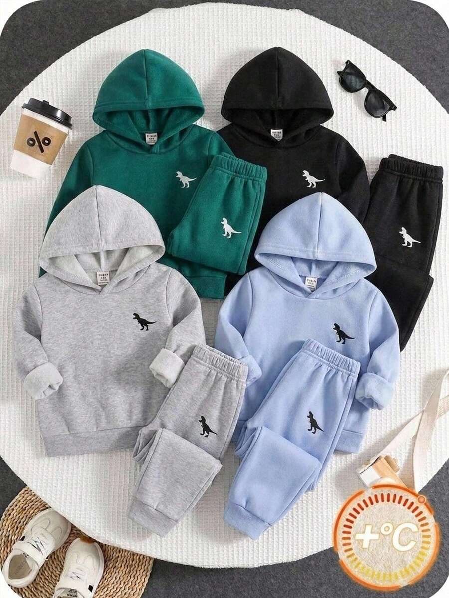 SHEIN 4条装男童休闲可爱百搭简约印花纯色抽绳腰束脚运动裤，儿童运动裤多件装