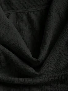 Sweetra Desain 2-in-1 Kaos Kerah Bergelombang Romantis Prancis dengan Detail Lipit, Dipadukan dengan Celana Panjang Lurus Bertali Serut, Setelan Kasual Chic untuk Wanita, Musim Semi/Panas - Hitam - View 5