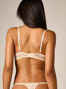 AiiRZ Floral Lace Underwire Balconette Bra And Thong Set Intimate Lingerie Valentine's Day - Yellow - View 3
