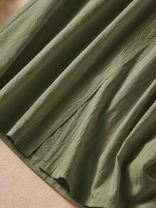 Rusticease Casual Retro White Spring/Summer Women's Skirt - Army Green - View 4