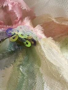 Costavie 2件組彩色花卉亮片紋理面料掛脖三角胸罩與側綁比基尼泳褲，性感女款泳裝 - 彩色 - 查看 11