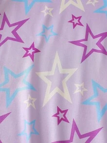 2pcs/Set Young Girl Cute Cartoon Sheep Print Sleepwear Set, Includes Pink & Gray Short Sleeve Long Nightgown - Multicolor - View 6