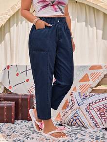 EMERY ROSE Pantalones casuales de moda con lavado al tobillo - Azul Marino - Ver 5