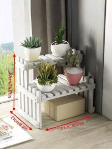 1PC Double Layer Windowsill Succulent Plant Shelf Floor Standing Indoor Storage Rack Multi Tier Desktop Display For Office Home Decor - White - View 6