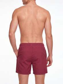 Manfinity KASUA Men Solid Drawstring Waist Swim Trunks - Burgundy - View 2
