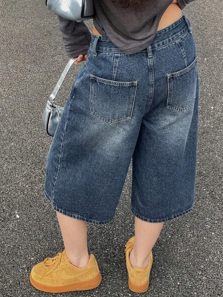 Vintage Loose Straight Leg Washed White Women Jeans