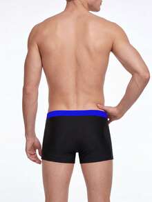 Manfinity KASUA Men Contrast Panel Drawstring Waist Swim Trunks,Hawaiian - Blue - View 2