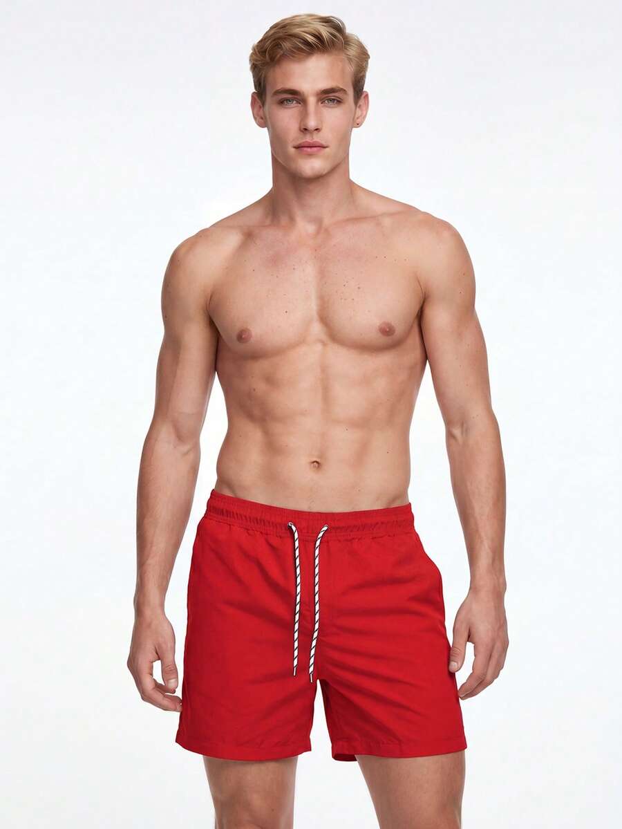 Manfinity KASUA Men Solid Swim Trunks - Red - View 1