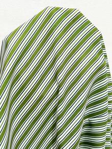 Lounesse Plus Size Vacation Casual Striped Lace Trim Cami Dress Casual Vacation Going Out Set For Women Casual Green Dress For Women - Multicolor - View 6