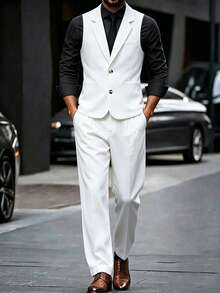 Manfinity Mode Men's White Sleeveless Formal Suit - White - View 1