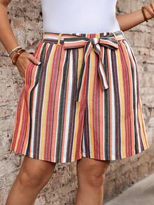 EMERY ROSE Quần short nữ size lớn in họa tiết cây nhiệt đới dáng rộng có túi, phù hợp cho đi du lịch và mặc phong cách phương Tây - Nhiều màu - Xem 3