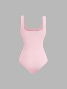 Sweetra Women's Solid Color Bodysuit Minimalist - Multicolor - View 5