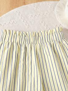 SHEIN 2pcs/Set Tween Girls Striped Tank Top And Loose Pants, Casual Daily Fashion Versatile Outfit - Yellow - View 5