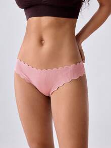 Loungeista 4pcs Women's Solid Color Cotton Briefs With Curved Hem - Multicolor - View 4