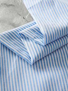 NEON BLANC Men's Slate Blue Striped Wide Leg Pants, Embroidered Drawstring Waist - Blue - View 3